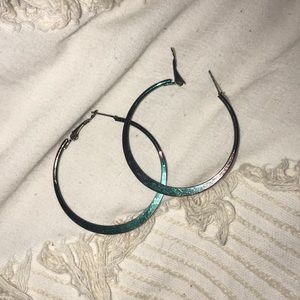 Irredescent M Hoop Earrings